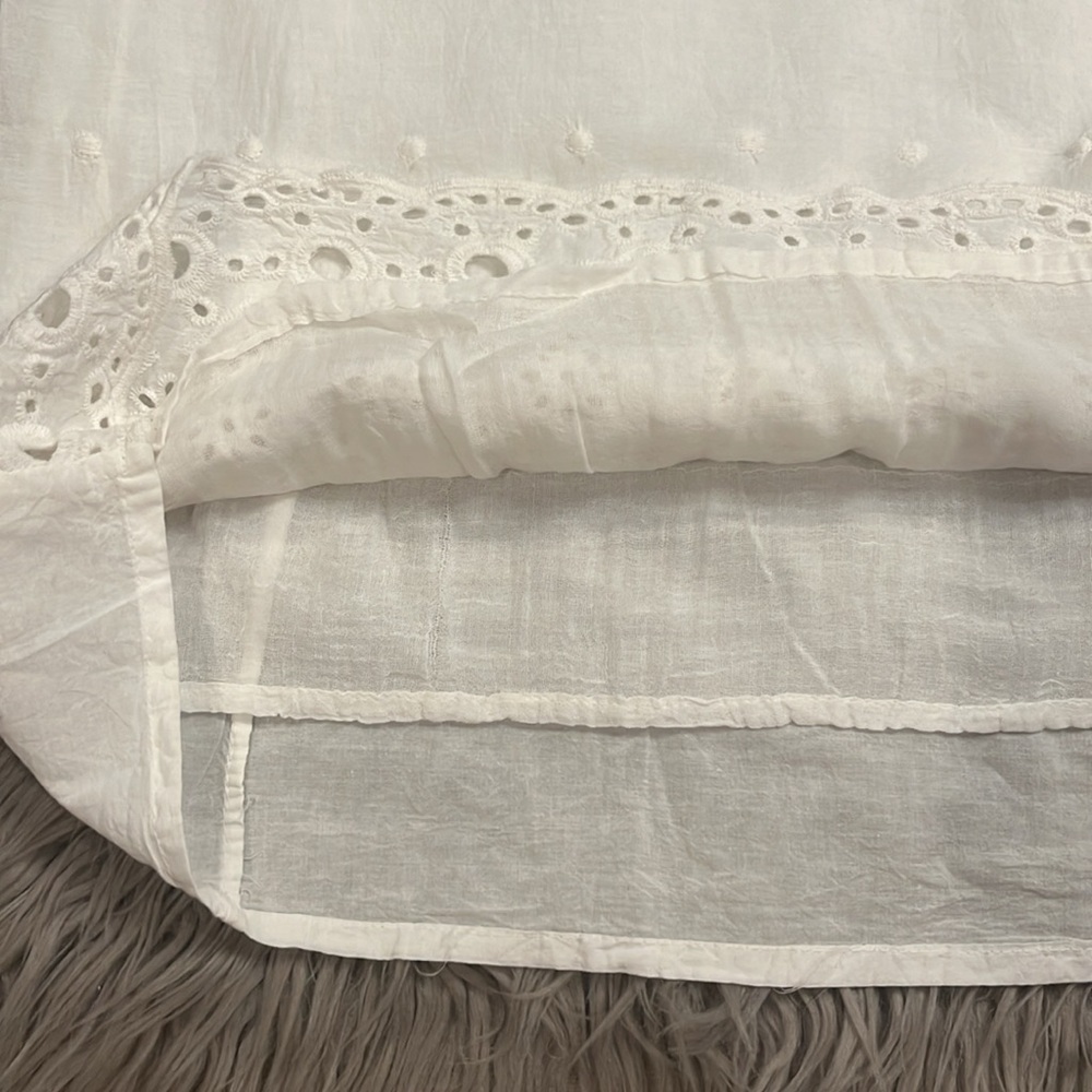 NWT Coline white cotton eyelet dress with attached waist tie M - Picture 6 of 8